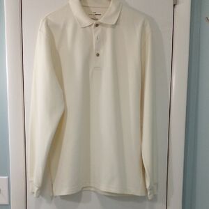 Grand Slam Golf Men's Ivory Long Sleeve Polo